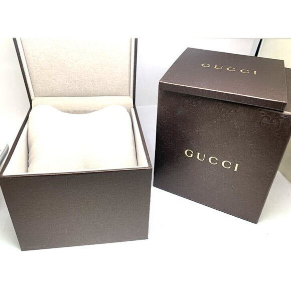 Gucci Watch Box Presentation Brown Cardboard Display Gift Empty With Booklet - Picture 2 of 8